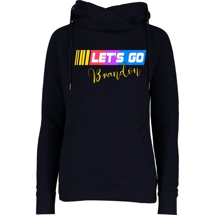 FJB Let's Go Brandon Anti Biden Chant Racing Logo Womens Funnel Neck Pullover Hood