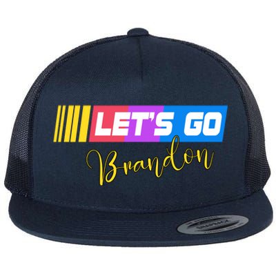 FJB Let's Go Brandon Anti Biden Chant Racing Logo Flat Bill Trucker Hat