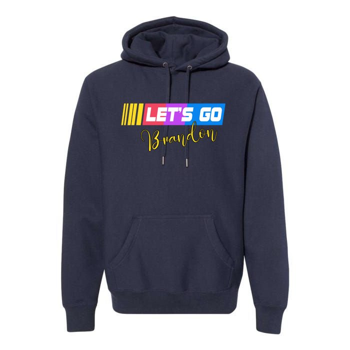 FJB Let's Go Brandon Anti Biden Chant Racing Logo Premium Hoodie