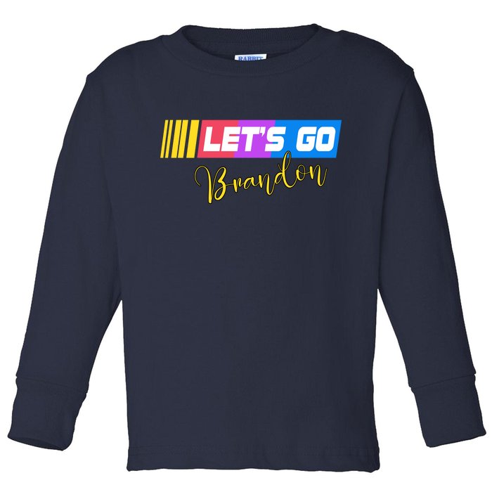 FJB Let's Go Brandon Anti Biden Chant Racing Logo Toddler Long Sleeve Shirt