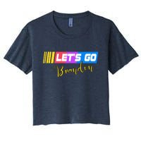 FJB Let's Go Brandon Anti Biden Chant Racing Logo Women's Crop Top Tee