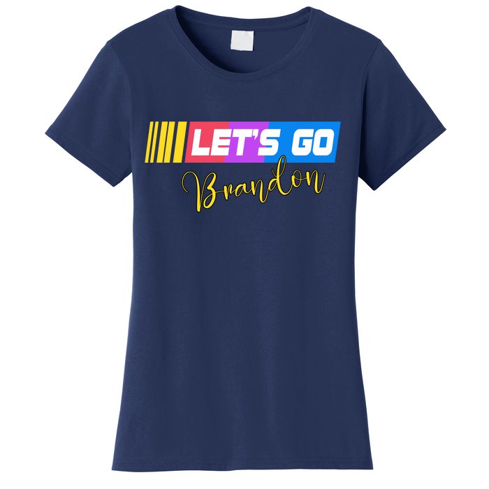 FJB Let's Go Brandon Anti Biden Chant Racing Logo Women's T-Shirt