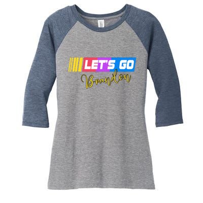 FJB Let's Go Brandon Anti Biden Chant Racing Logo Women's Tri-Blend 3/4-Sleeve Raglan Shirt