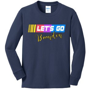 FJB Let's Go Brandon Anti Biden Chant Racing Logo Kids Long Sleeve Shirt