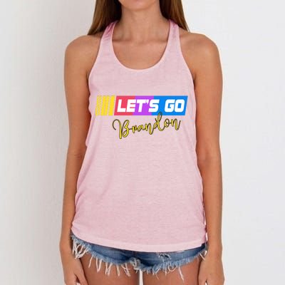 FJB Let's Go Brandon Anti Biden Chant Racing Logo Women's Knotted Racerback Tank