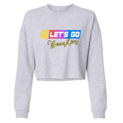 FJB Let's Go Brandon Anti Biden Chant Racing Logo Cropped Pullover Crew