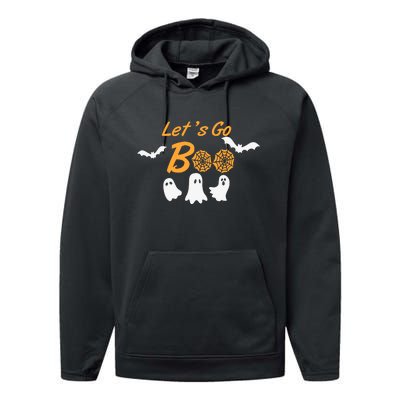 Funny Lets Go Boo Ghost Happy Halloween Performance Fleece Hoodie