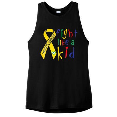 Fight Like Gold Ribbon Childhood Cancer Awareness Ladies PosiCharge Tri-Blend Wicking Tank