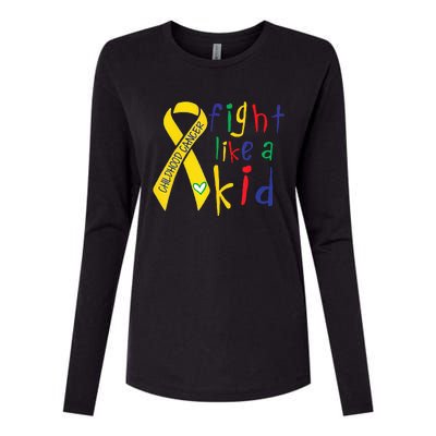 Fight Like Gold Ribbon Childhood Cancer Awareness Womens Cotton Relaxed Long Sleeve T-Shirt