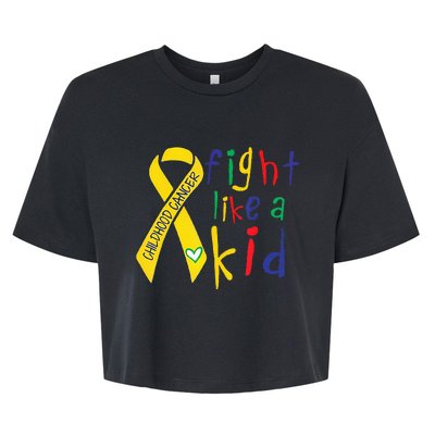 Fight Like Gold Ribbon Childhood Cancer Awareness Bella+Canvas Jersey Crop Tee