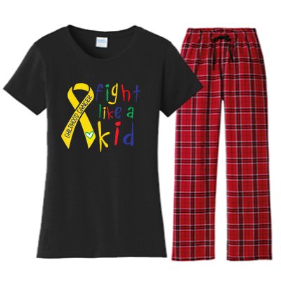 Fight Like Gold Ribbon Childhood Cancer Awareness Women's Flannel Pajama Set