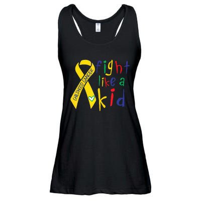 Fight Like Gold Ribbon Childhood Cancer Awareness Ladies Essential Flowy Tank