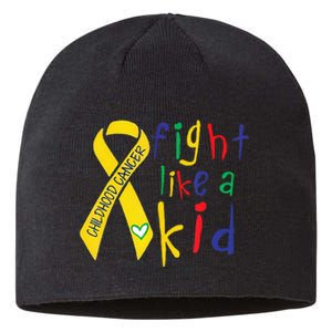 Fight Like Gold Ribbon Childhood Cancer Awareness Sustainable Beanie