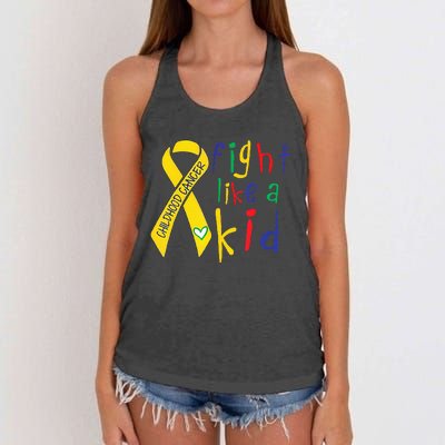 Fight Like Gold Ribbon Childhood Cancer Awareness Women's Knotted Racerback Tank