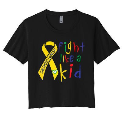 Fight Like Gold Ribbon Childhood Cancer Awareness Women's Crop Top Tee