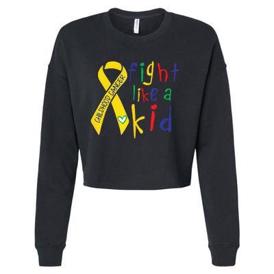 Fight Like Gold Ribbon Childhood Cancer Awareness Cropped Pullover Crew