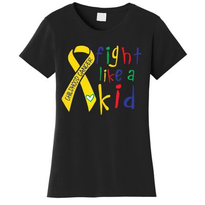 Fight Like Gold Ribbon Childhood Cancer Awareness Women's T-Shirt