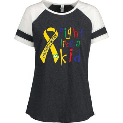 Fight Like Gold Ribbon Childhood Cancer Awareness Enza Ladies Jersey Colorblock Tee