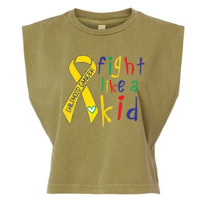 Fight Like Gold Ribbon Childhood Cancer Awareness Garment-Dyed Women's Muscle Tee