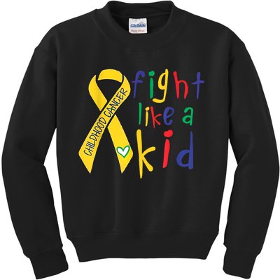 Fight Like Gold Ribbon Childhood Cancer Awareness Kids Sweatshirt