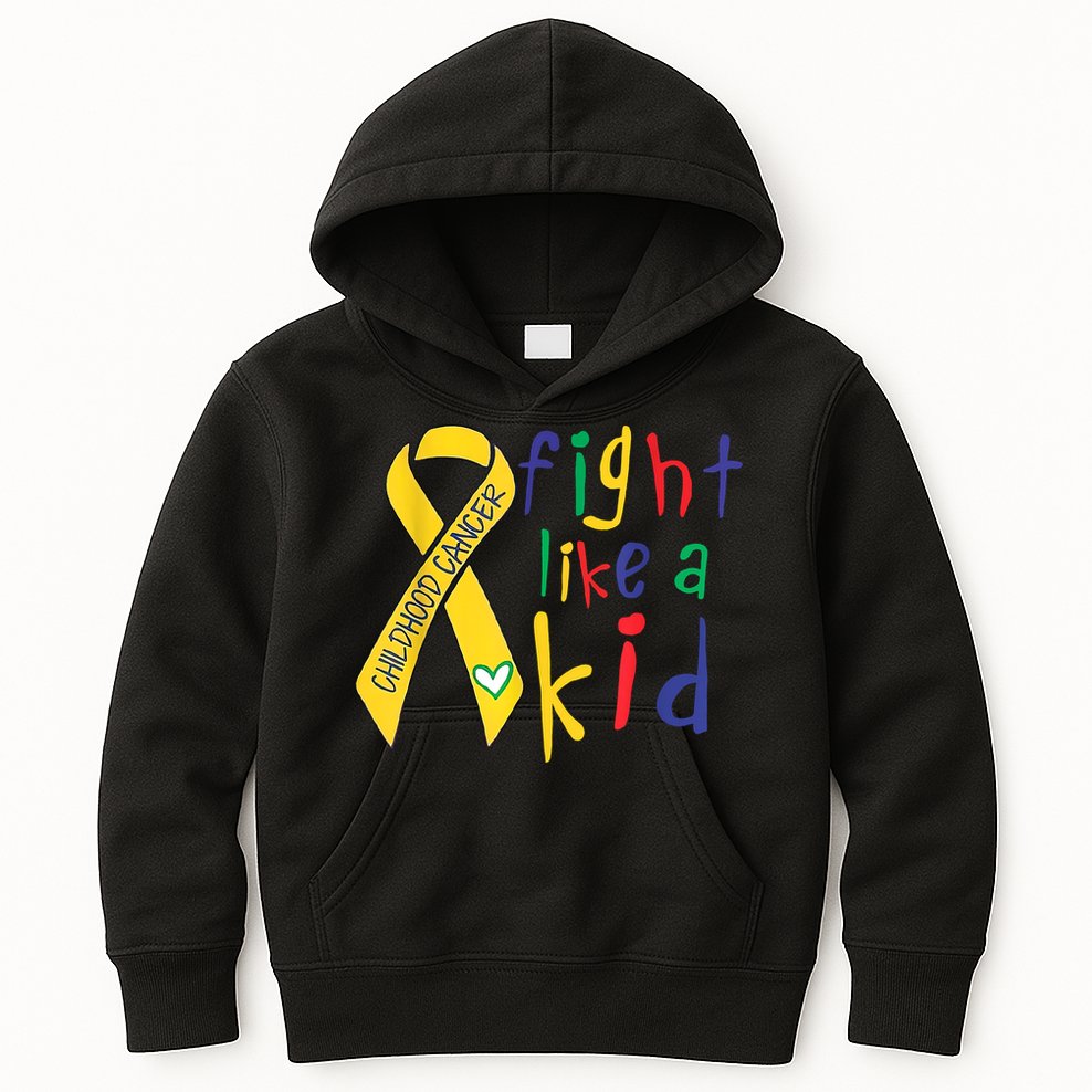 Fight Like Gold Ribbon Childhood Cancer Awareness Kids Hoodie