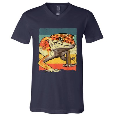 Funny Leopard Gecko Design For Women Gecko Lover V-Neck T-Shirt