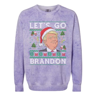 Funny Let's Go Brandon Trump Ugly Christmas Sweater Gifts Colorblast Crewneck Sweatshirt