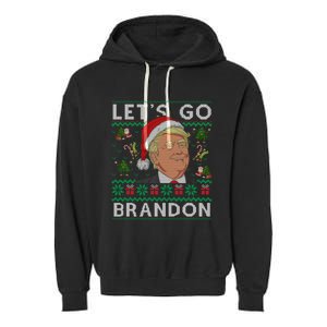 Funny Let's Go Brandon Trump Ugly Christmas Sweater Gifts Garment-Dyed Fleece Hoodie