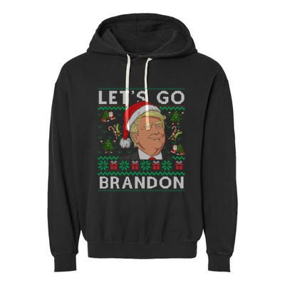 Funny Let's Go Brandon Trump Ugly Christmas Sweater Gifts Garment-Dyed Fleece Hoodie