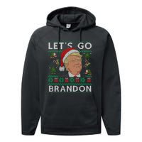 Funny Let's Go Brandon Trump Ugly Christmas Sweater Gifts Performance Fleece Hoodie