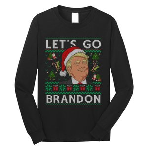 Funny Let's Go Brandon Trump Ugly Christmas Sweater Gifts Long Sleeve Shirt