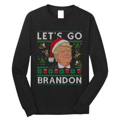 Funny Let's Go Brandon Trump Ugly Christmas Sweater Gifts Long Sleeve Shirt