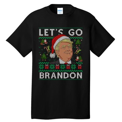 Funny Let's Go Brandon Trump Ugly Christmas Sweater Gifts Tall T-Shirt