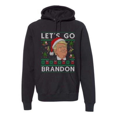 Funny Let's Go Brandon Trump Ugly Christmas Sweater Gifts Premium Hoodie