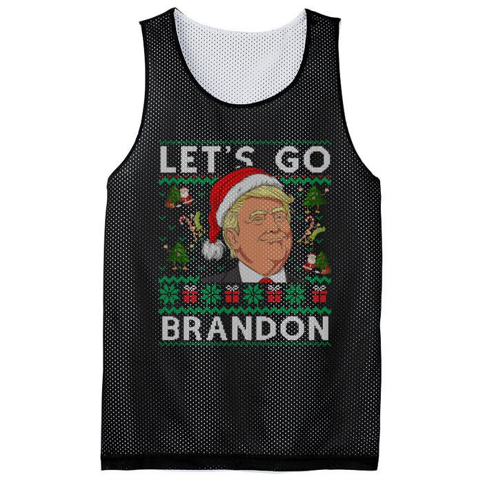 Funny Let's Go Brandon Trump Ugly Christmas Sweater Gifts Mesh Reversible Basketball Jersey Tank