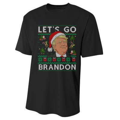 Funny Let's Go Brandon Trump Ugly Christmas Sweater Gifts Performance Sprint T-Shirt