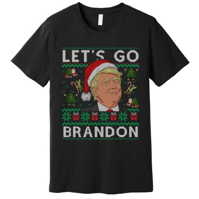 Funny Let's Go Brandon Trump Ugly Christmas Sweater Gifts Premium T-Shirt