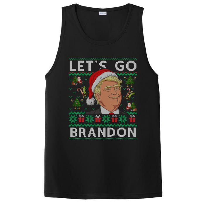 Funny Let's Go Brandon Trump Ugly Christmas Sweater Gifts PosiCharge Competitor Tank