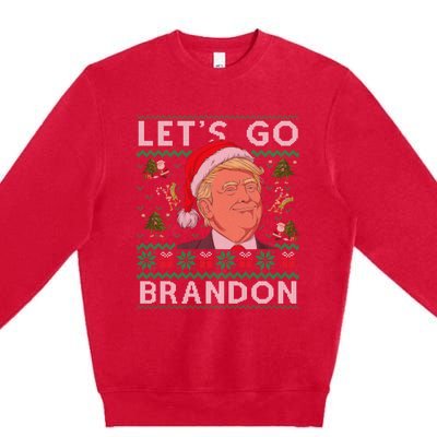 Funny Let's Go Brandon Trump Ugly Christmas Sweater Gifts Premium Crewneck Sweatshirt