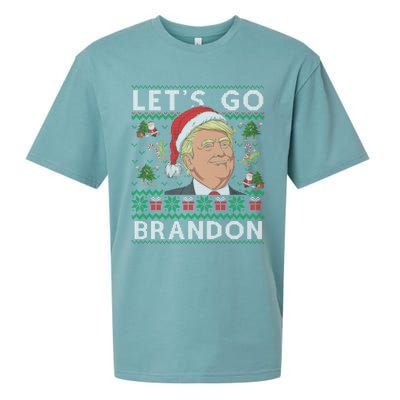 Funny Let's Go Brandon Trump Ugly Christmas Sweater Gifts Sueded Cloud Jersey T-Shirt