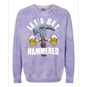 Funny Lets Get Hammered Drunk Hammer Beer Lover Colorblast Crewneck Sweatshirt