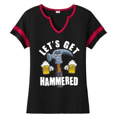 Funny Lets Get Hammered Drunk Hammer Beer Lover Ladies Halftime Notch Neck Tee