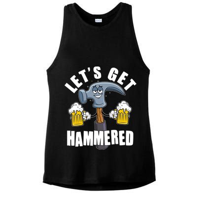 Funny Lets Get Hammered Drunk Hammer Beer Lover Ladies PosiCharge Tri-Blend Wicking Tank