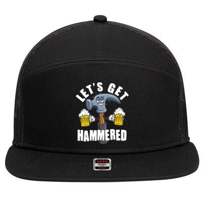 Funny Lets Get Hammered Drunk Hammer Beer Lover 7 Panel Mesh Trucker Snapback Hat