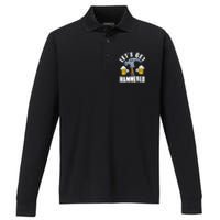 Funny Lets Get Hammered Drunk Hammer Beer Lover Performance Long Sleeve Polo