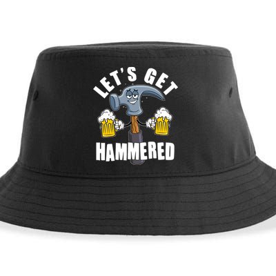 Funny Lets Get Hammered Drunk Hammer Beer Lover Sustainable Bucket Hat
