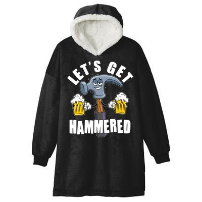 Funny Lets Get Hammered Drunk Hammer Beer Lover Hooded Wearable Blanket