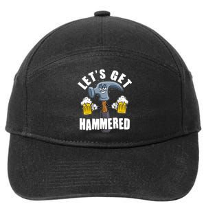 Funny Lets Get Hammered Drunk Hammer Beer Lover 7-Panel Snapback Hat