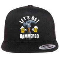 Funny Lets Get Hammered Drunk Hammer Beer Lover Flatbill Hat