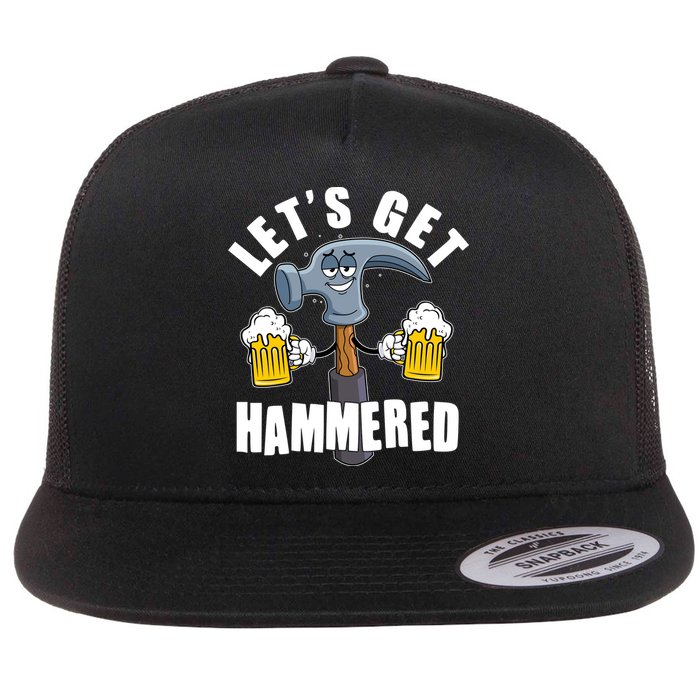 Funny Lets Get Hammered Drunk Hammer Beer Lover Flatbill Hat